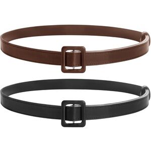 Women’s Belts 2 Pack Plus Size 2X Black Brown Waist Cinch PU Leather Buckle FC1